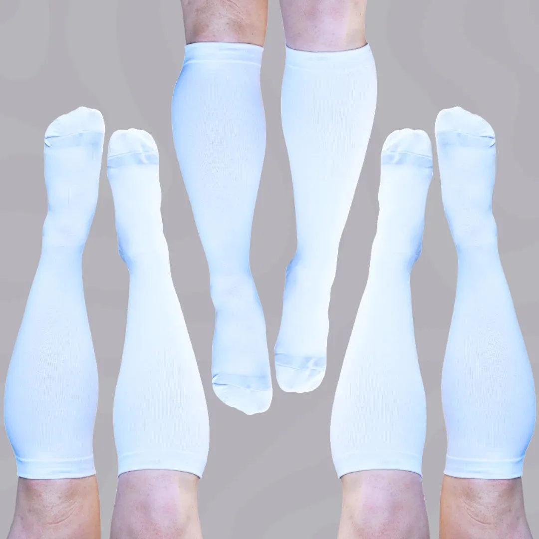 3 Pack White Classic Compression Socks