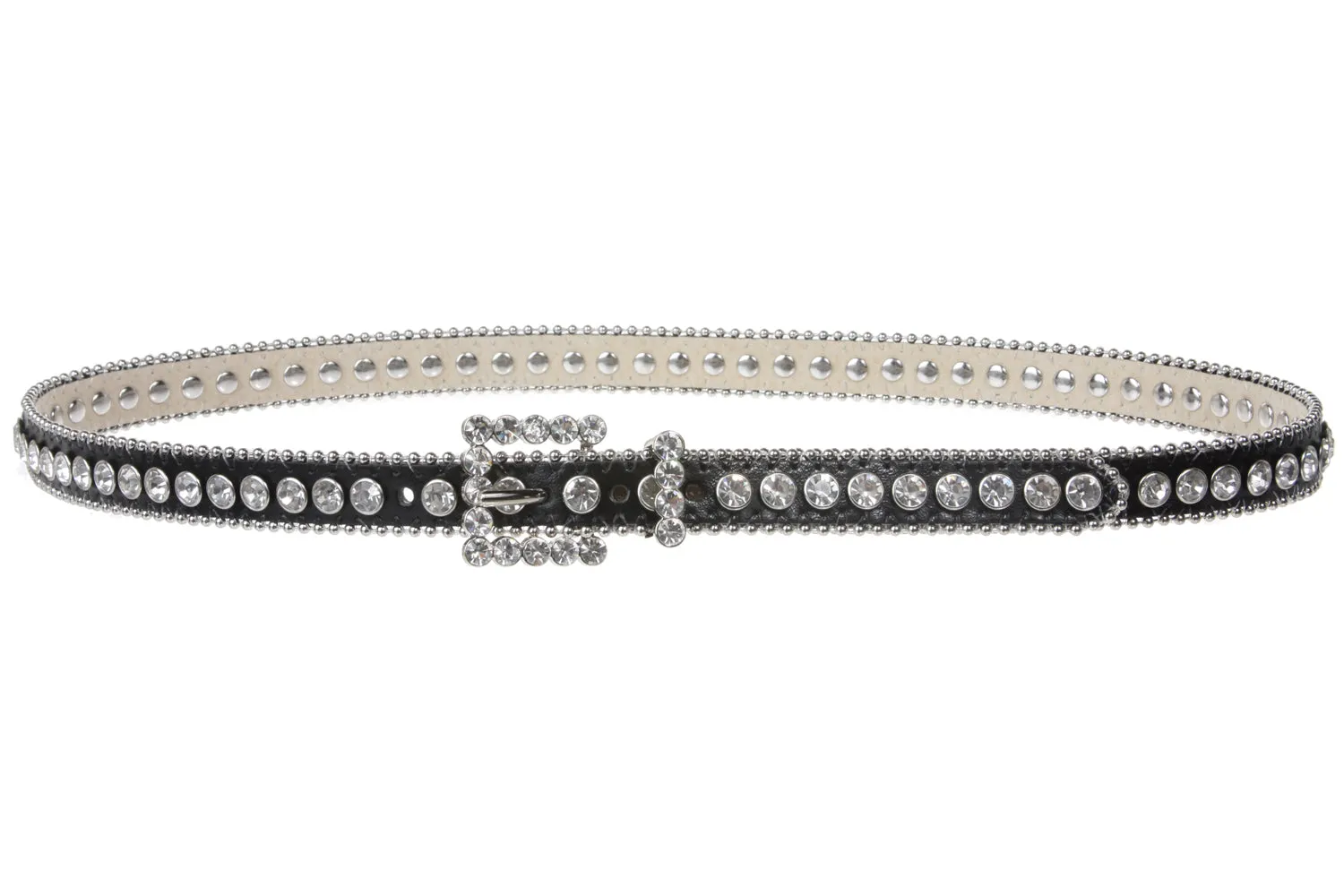 3/4" (19 mm) Skinny Rhinestone Leather Belt