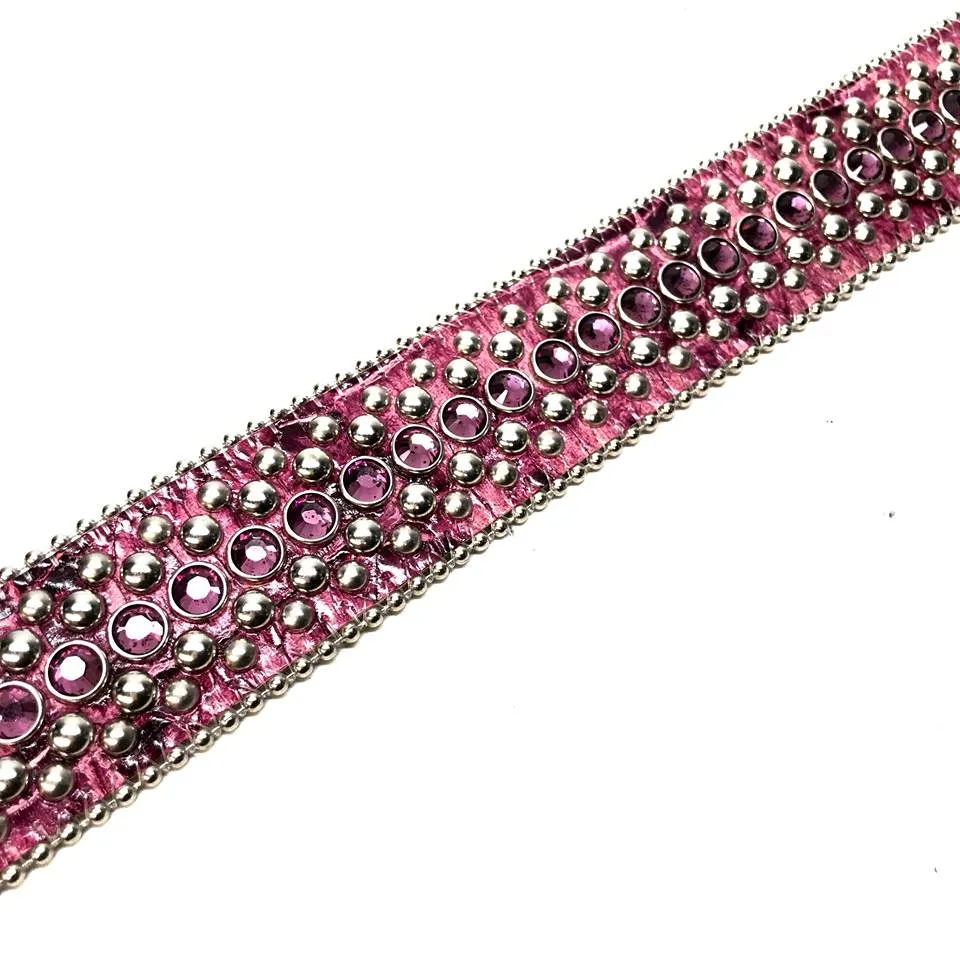 b.b. Simon Purple Fully Loaded Leather Crystal Belt