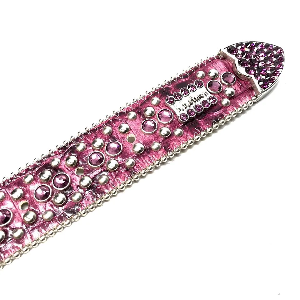 b.b. Simon Purple Fully Loaded Leather Crystal Belt