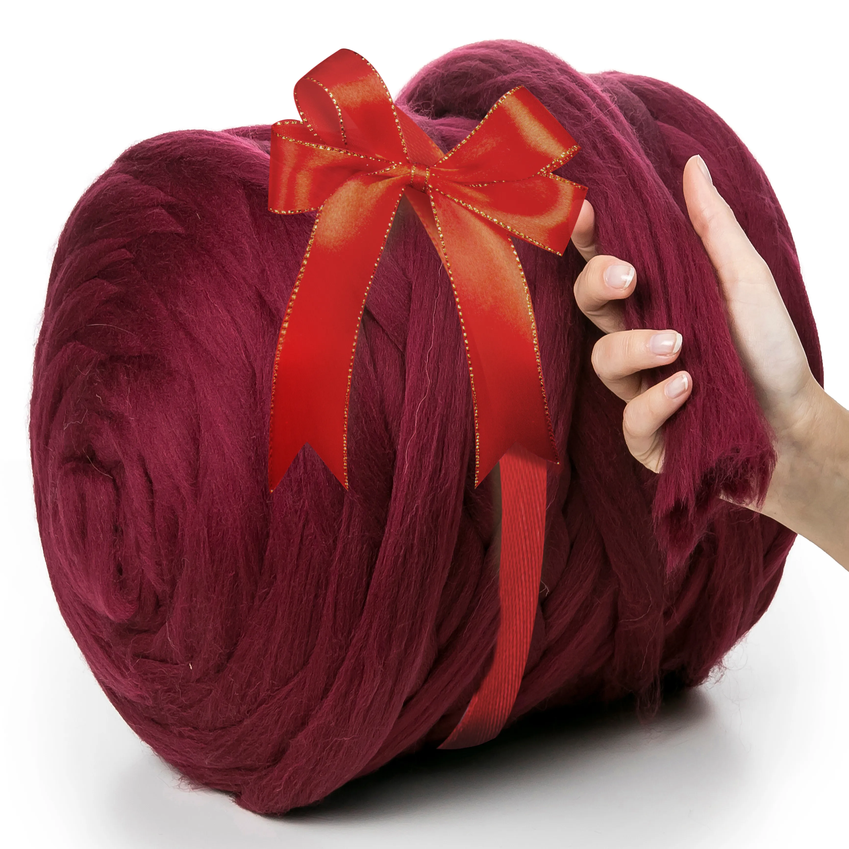 BURGUNDY SUPER CHUNKY MERINO WOOL 4-5 CM, 25 MICRONS