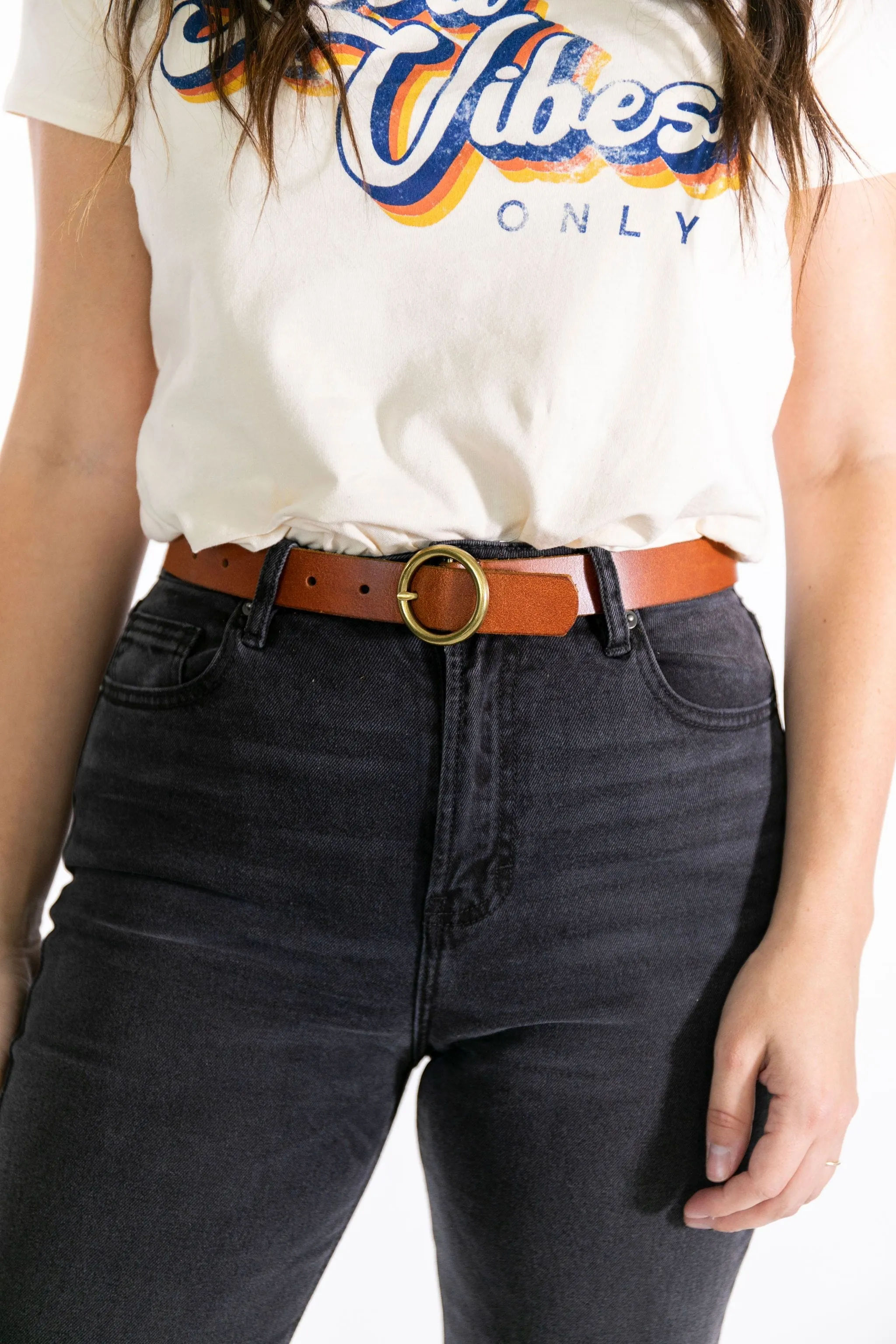 Circle Buckle Belt Tan