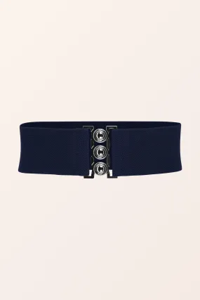 Classic Triple Eye-Hook Dress Belt - Midnight Blue