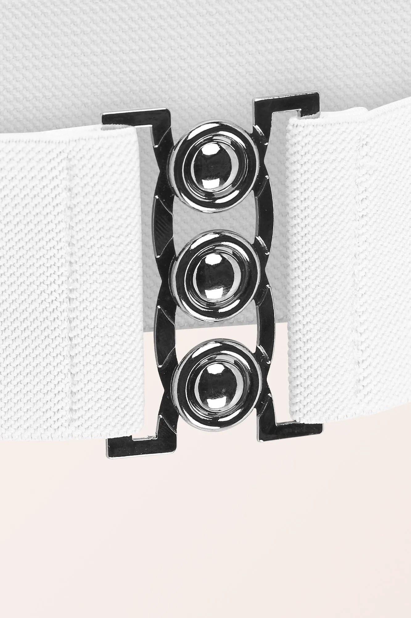 Classic Triple Eye-Hook Dress Belt - White