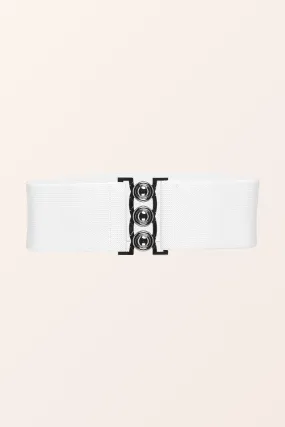 Classic Triple Eye-Hook Dress Belt - White