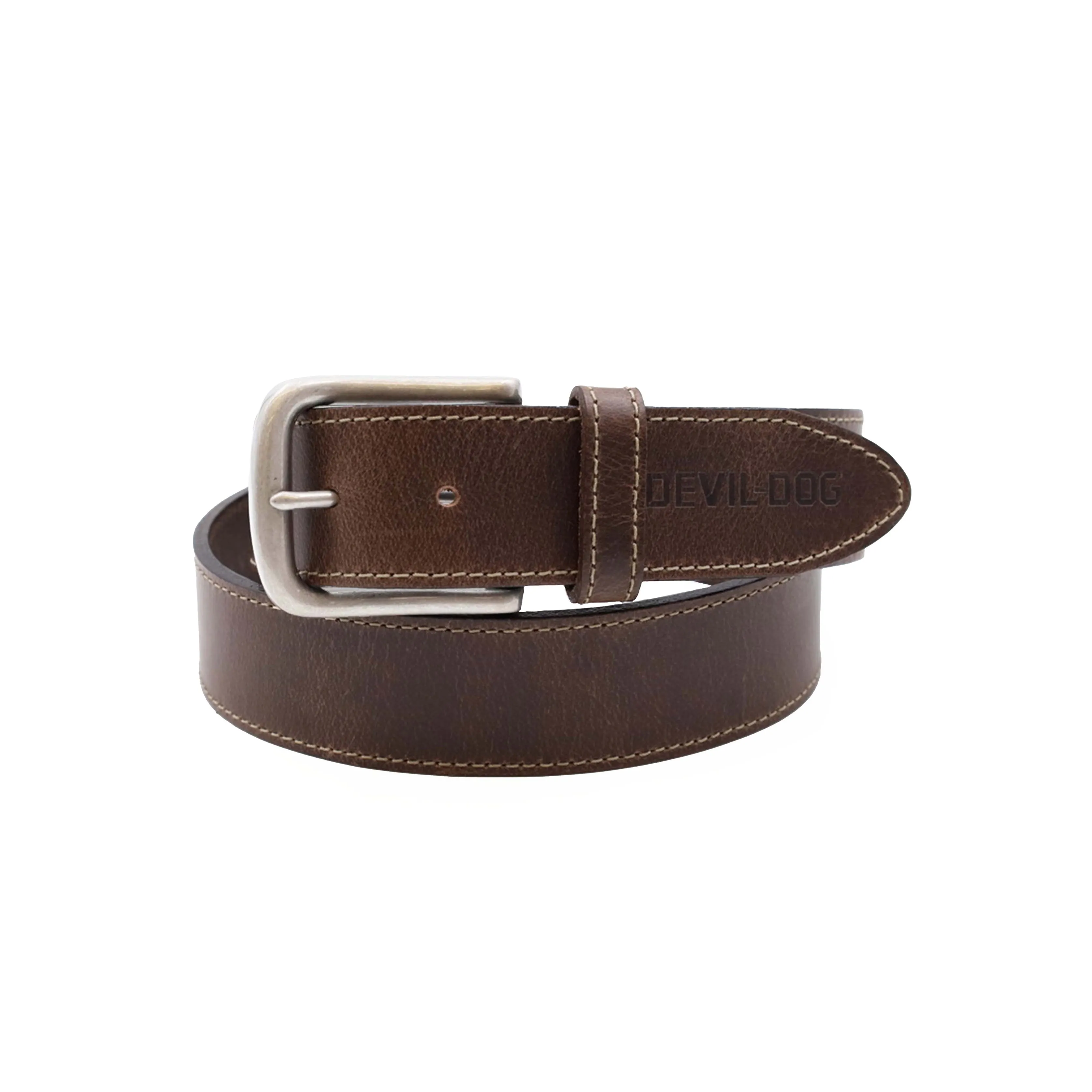 DEVIL-DOG® Leather Belt - Brown with Nickel Buckle