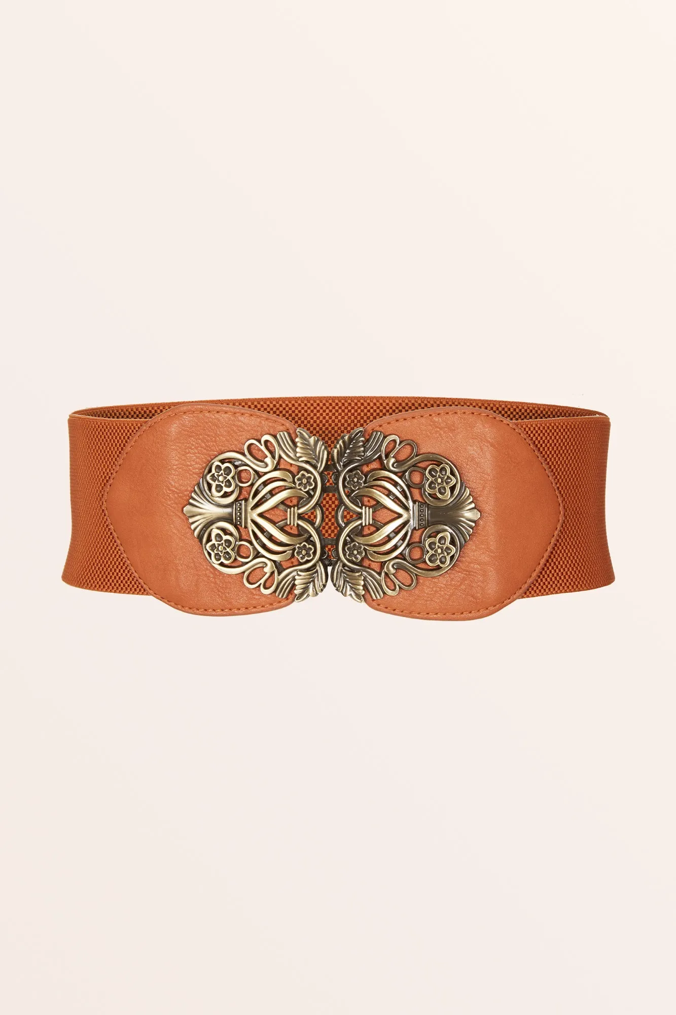 Elastic Vintage Buckle Belt - Brown