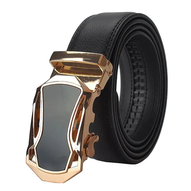 Famous Brand Belts For Men Cowskin Genuine Luxury Leather Men's Belts Strap Male Metal Automatic Buckle leather belt men 130CM