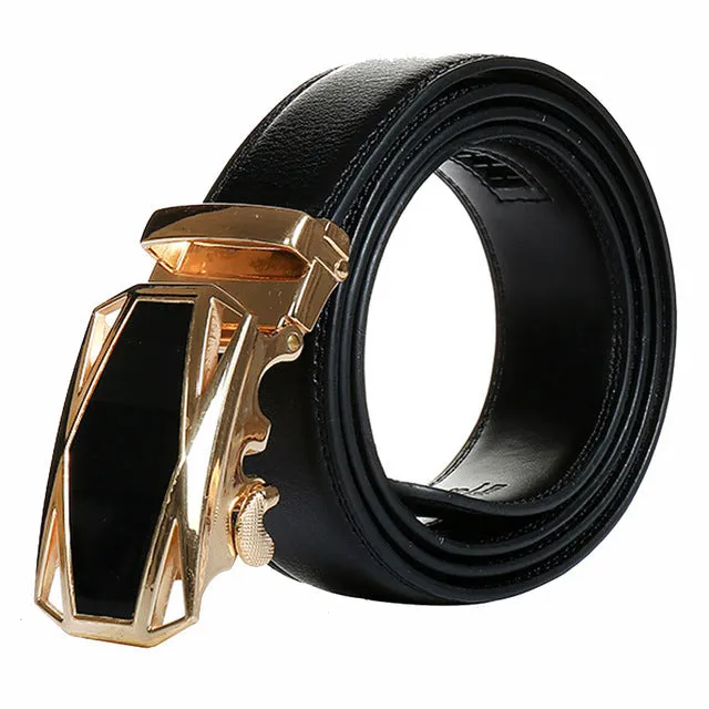 Famous Brand Belts For Men Cowskin Genuine Luxury Leather Men's Belts Strap Male Metal Automatic Buckle leather belt men 130CM