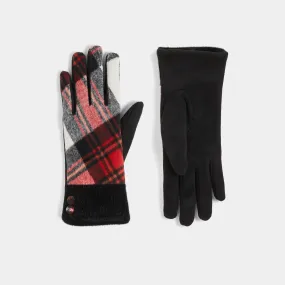 Fur Cuff Plaid Touchscreen Gloves - Red Plaid - Final Sale