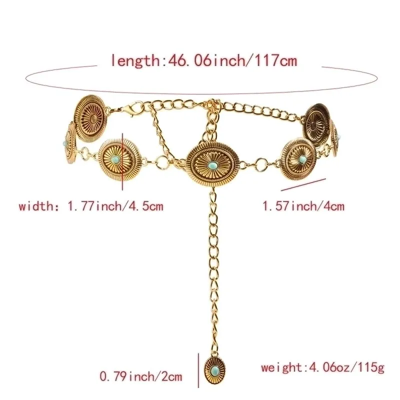 Ig Style Retro Oval Alloy Plating Inlay Acrylic Women's Chain Belts