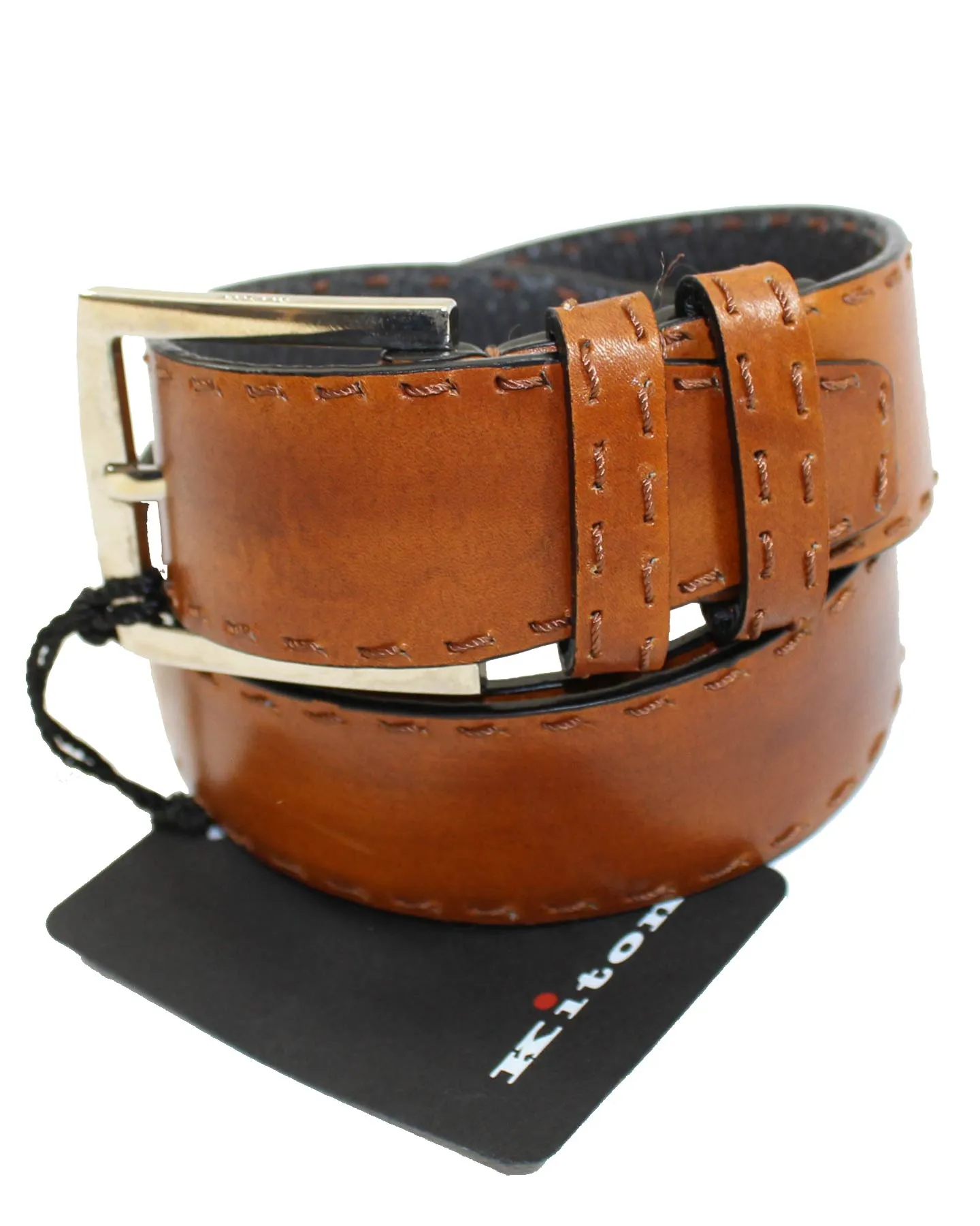 Kiton Leather Belt Cognac Men Belt 85 / 34