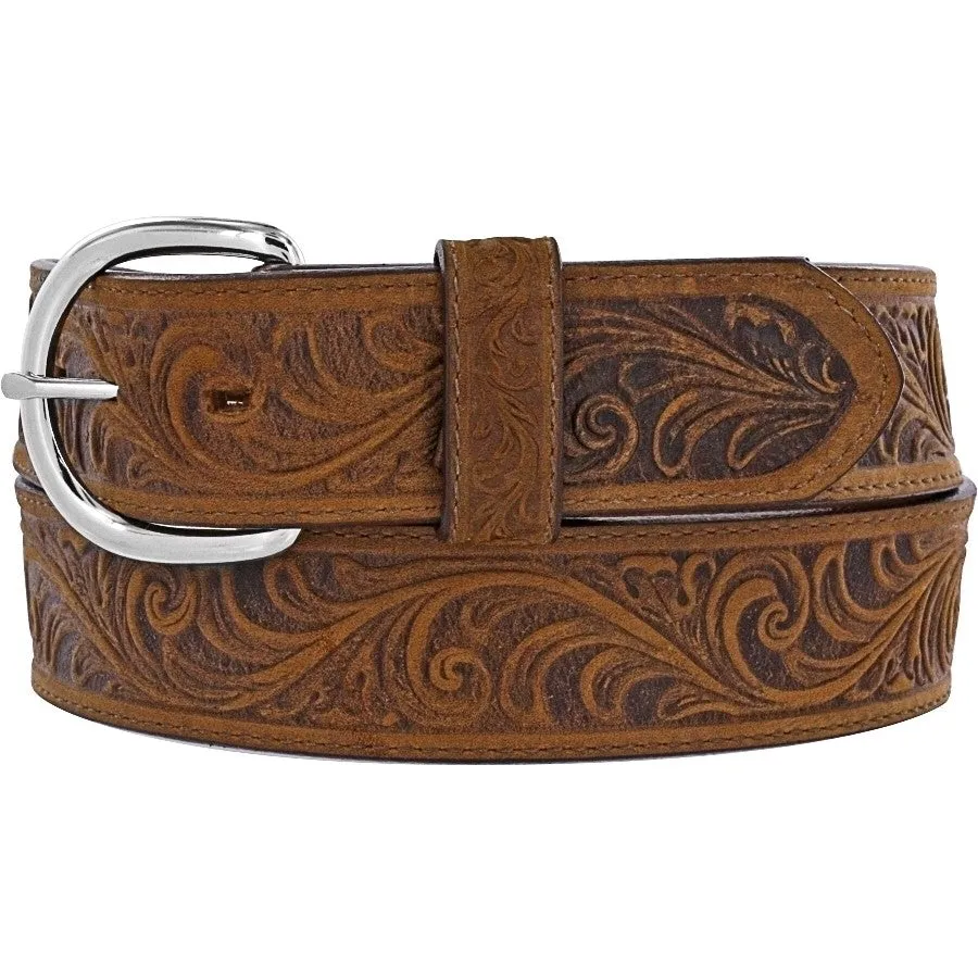 Leegin Silver Creek Classics Bay Apache Western Scroll Belt Style 53909