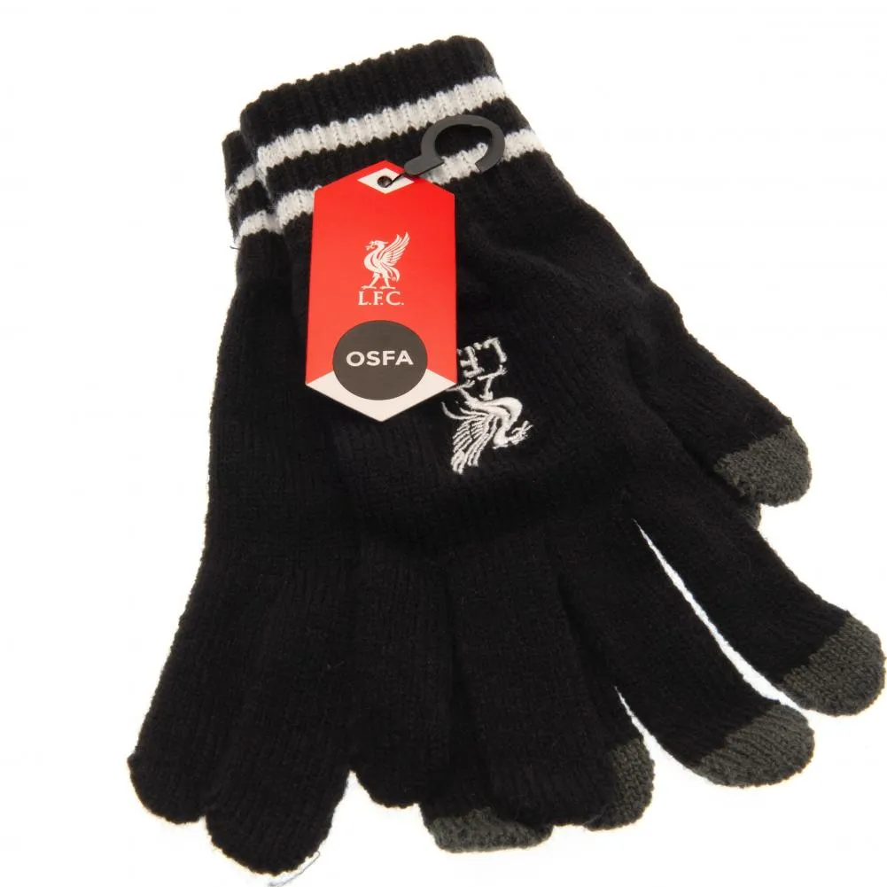 Liverpool FC Touchscreen Knitted Gloves Youths Bk