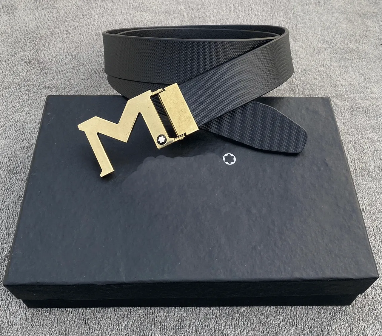 M Latter Leather Strap Designer Belts For Men's -JonasParamount