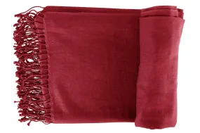 Maroon Luxurious Cashmere Fine Wool Travel Throws Blanket Scarf