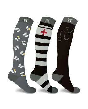 Medicine Theme Knee-High Compression Socks --Large/XL