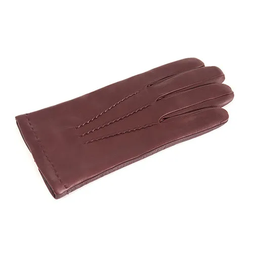 Men's bordeaux nappa leather gloves with  touchscreen leather  palm