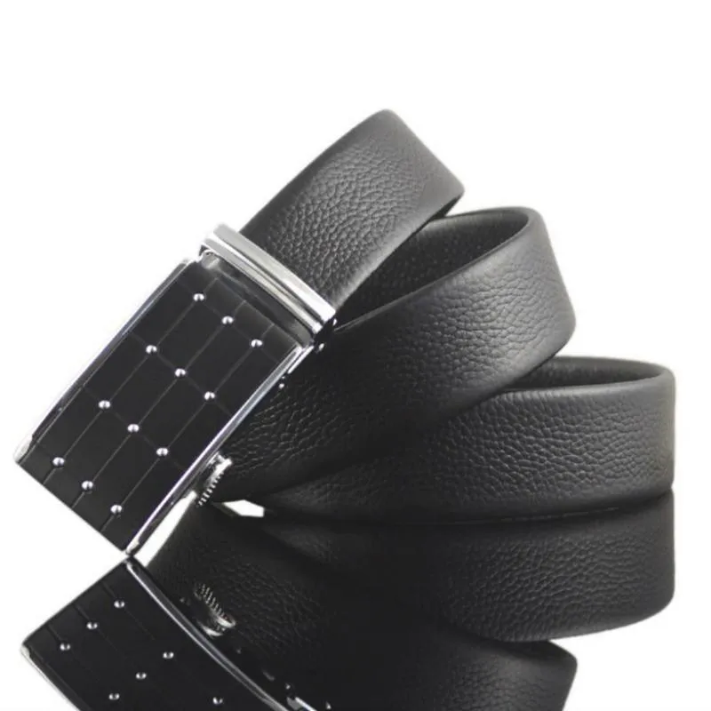 Men's Leather Belt With Automatic Buckle | Plus Size