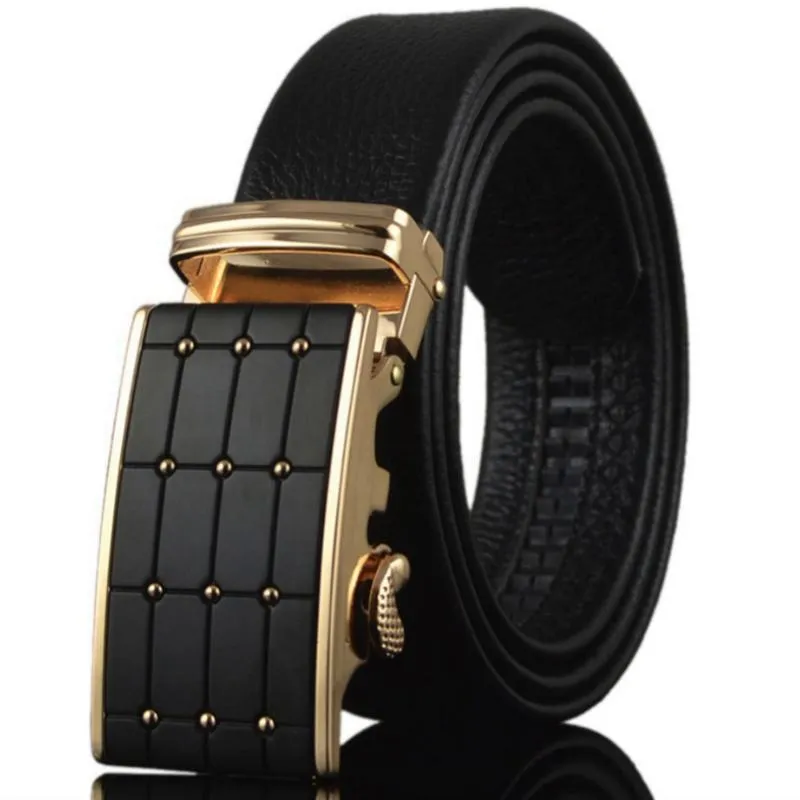 Men's Leather Belt With Automatic Buckle | Plus Size