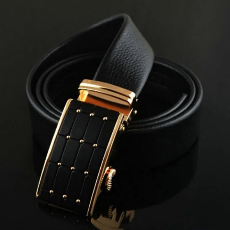 Men's Leather Belt With Automatic Buckle | Plus Size