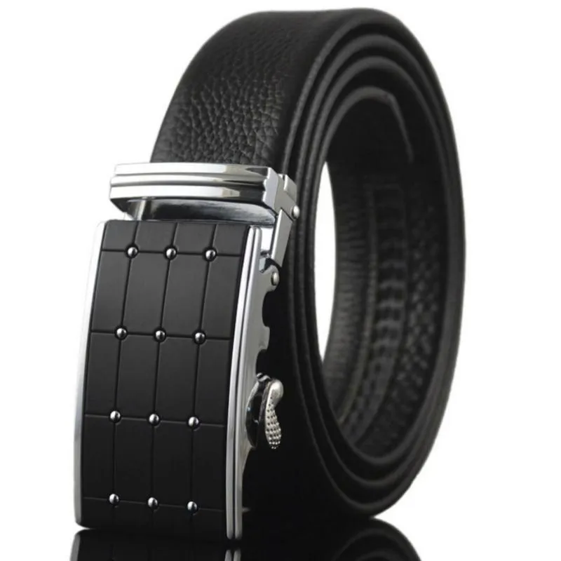 Men's Leather Belt With Automatic Buckle | Plus Size