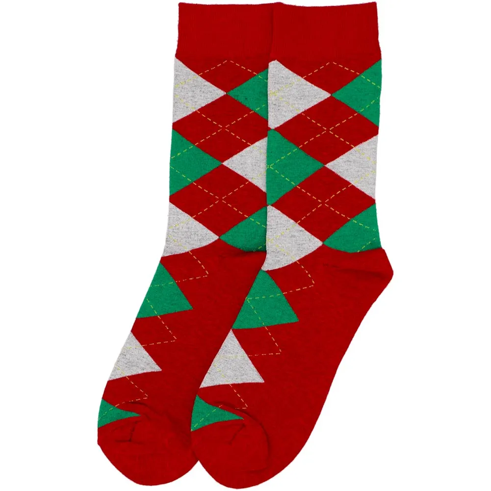 Men's Red and Green Argyle Socks