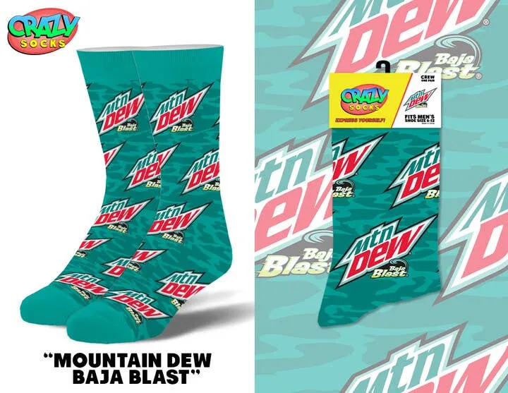 Mountain Dew Baja Blast Novelty Crew Socks