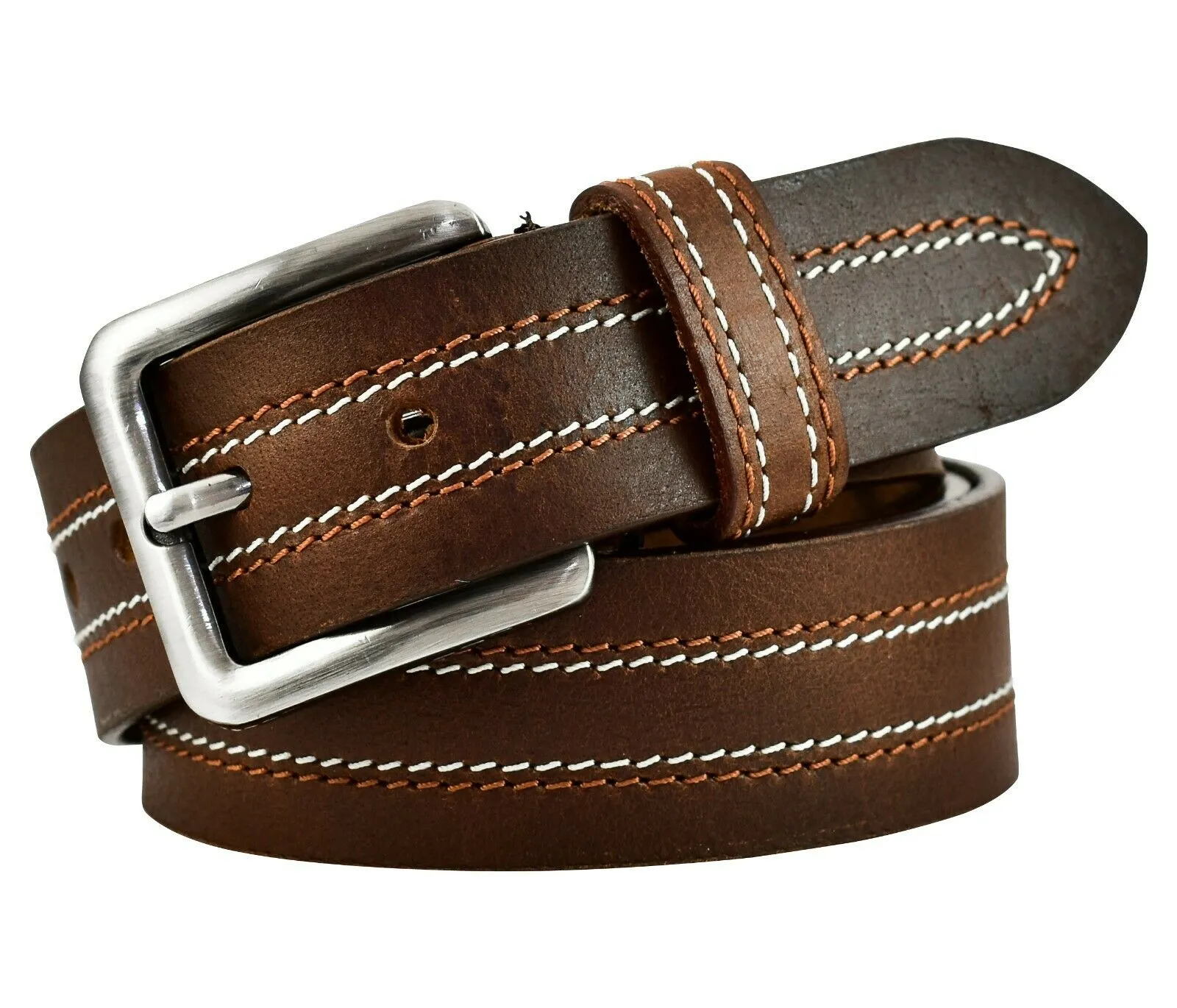 MRoyale™ Handmade FULL GRAIN Premium Leather Belt | Casual Jean, Metal Buckle, Brown/Black