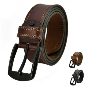 MRoyale™ Handmade FULL GRAIN Premium Leather Belt | Jeans, Metal Buckle, Brown/Black/Tan