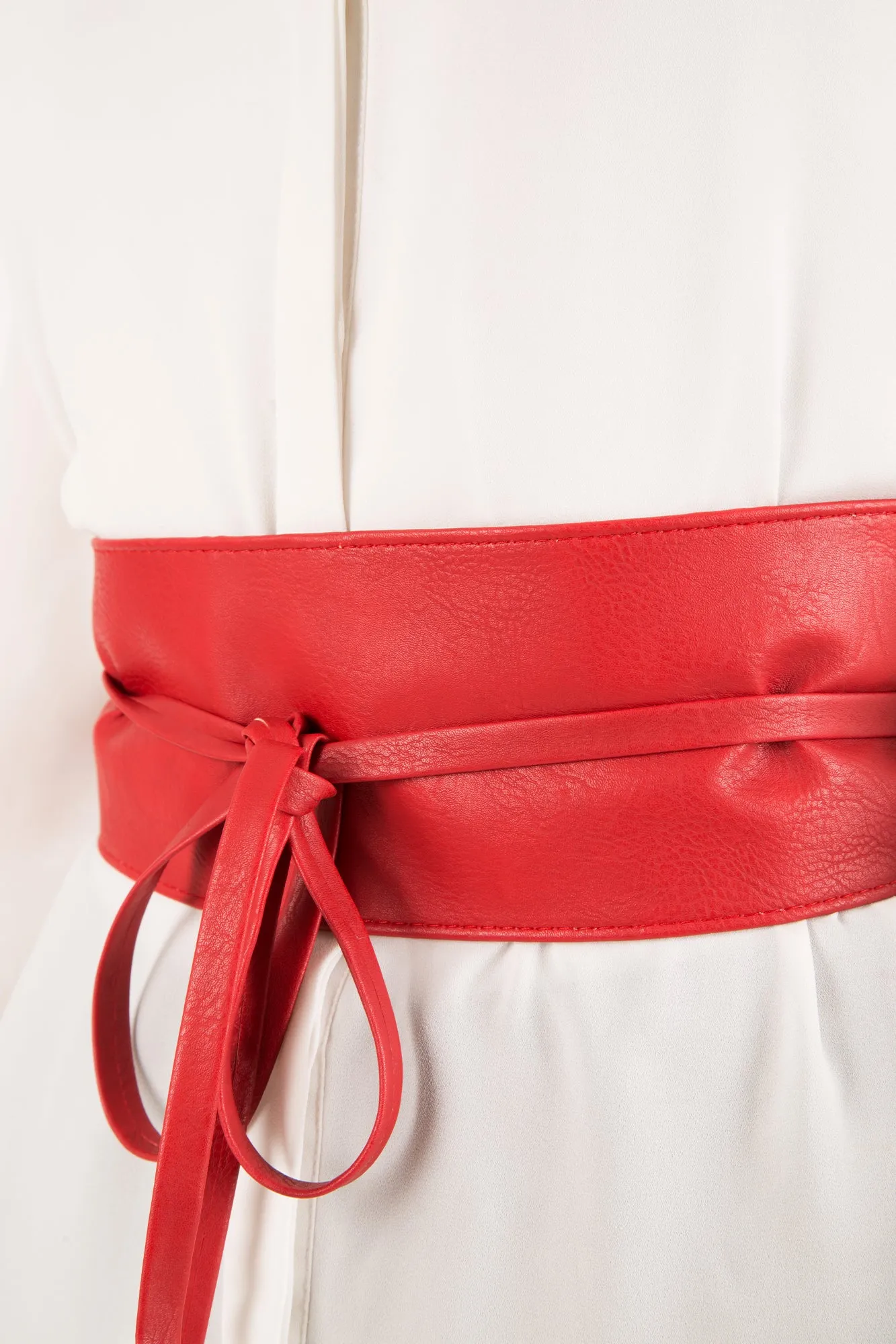 Obi Self Knot Tie Belt - Red