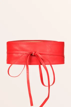 Obi Self Knot Tie Belt - Red