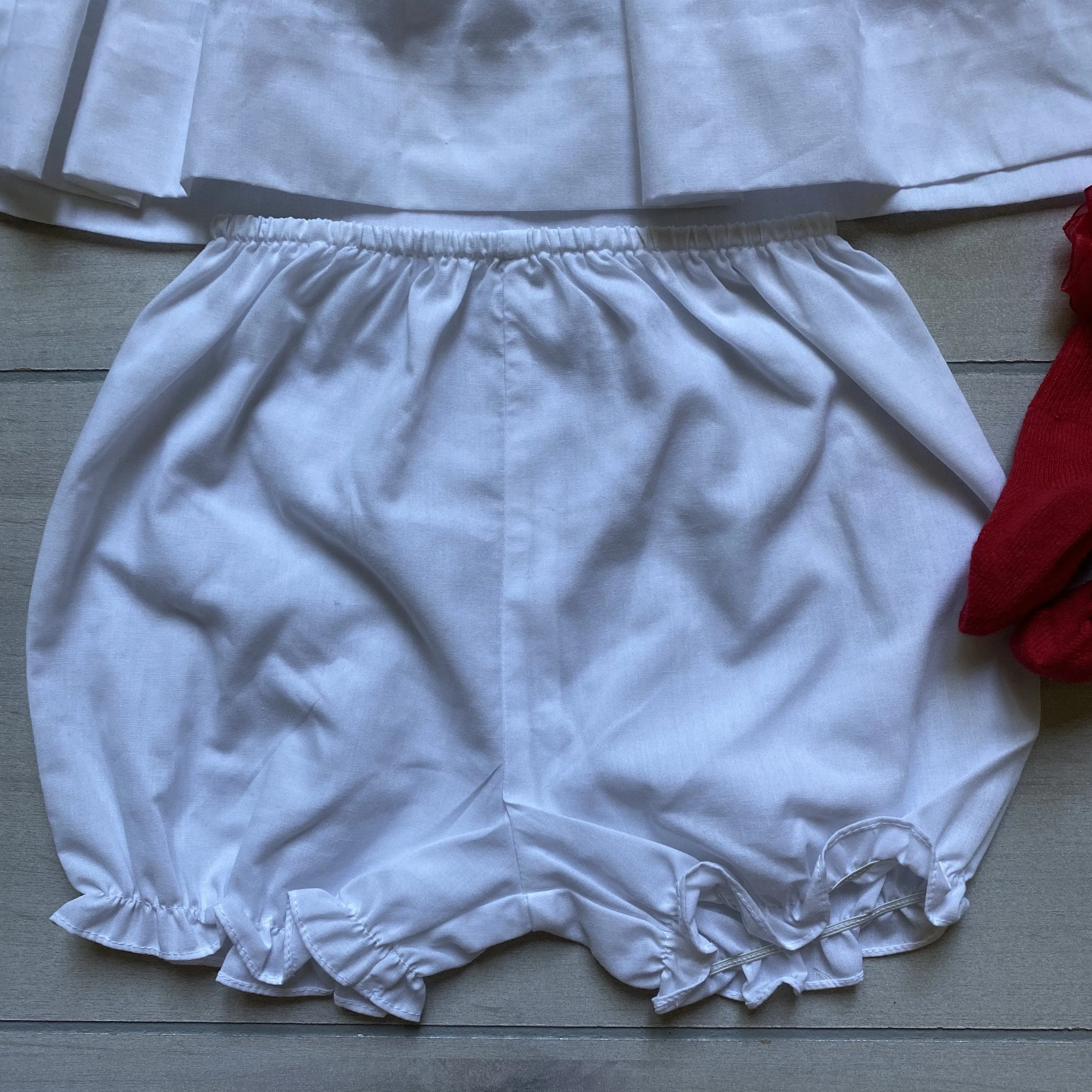 Petit Ami Holiday Smocked Dress Bonnet & Socks