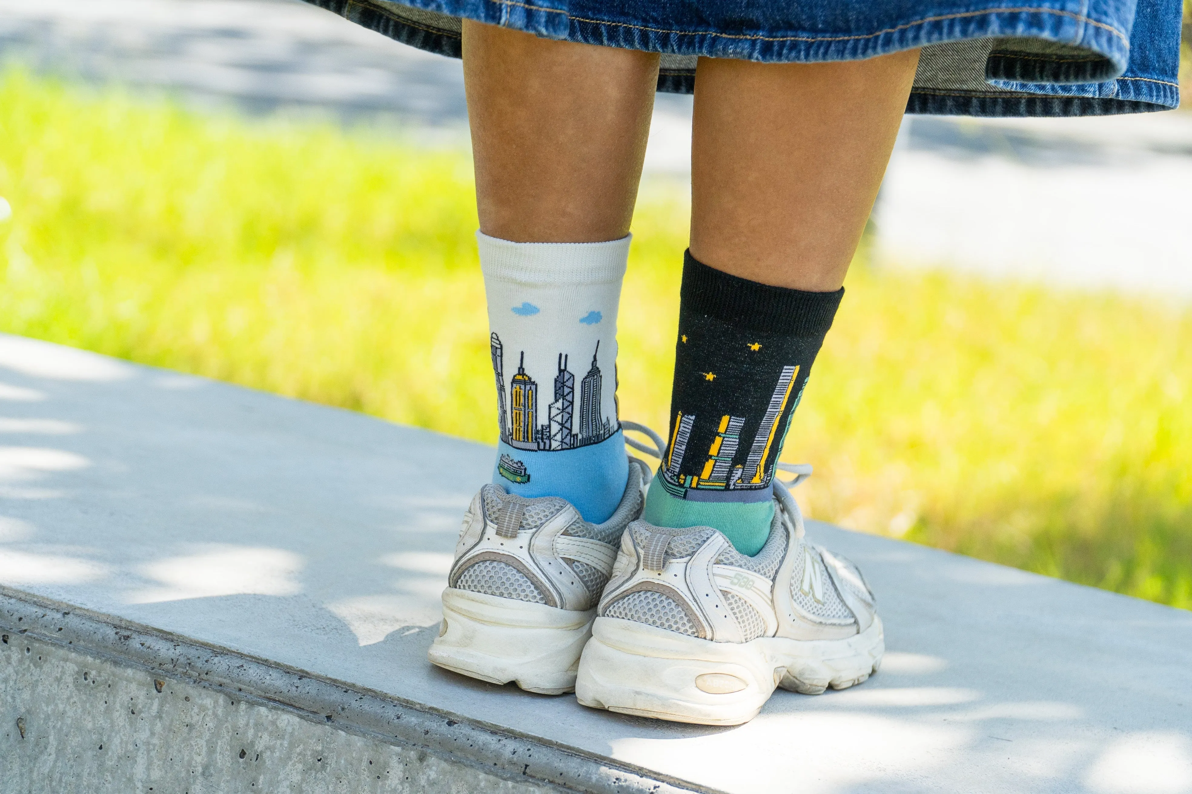 Playful Socks - HK Skyline Day & Night