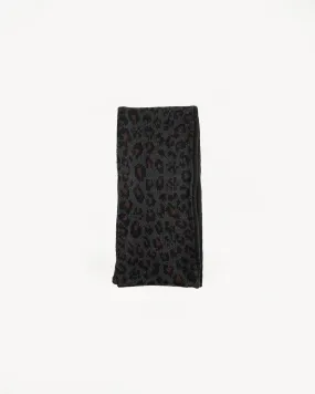 R5076 - Reversible Leopard Chunky Muffler Scarf - Charcoal