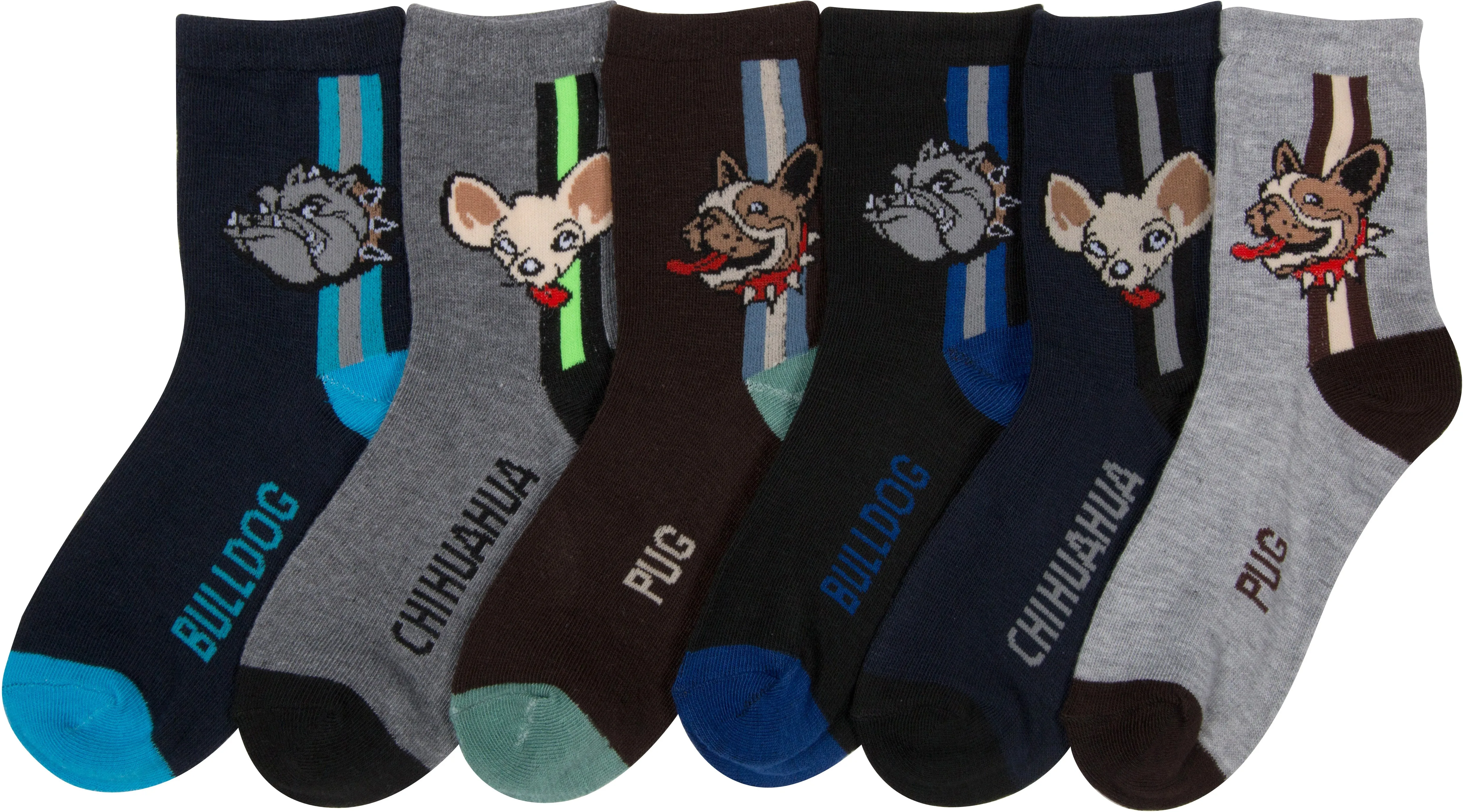 Sakkas Boy's Playful Pattern Assorted Crew Socks 6-Pack