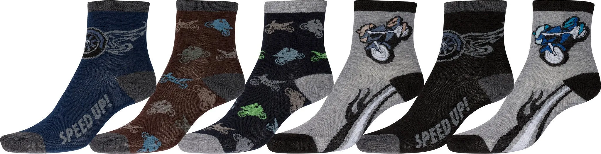 Sakkas Boy's Playful Pattern Assorted Crew Socks 6-Pack