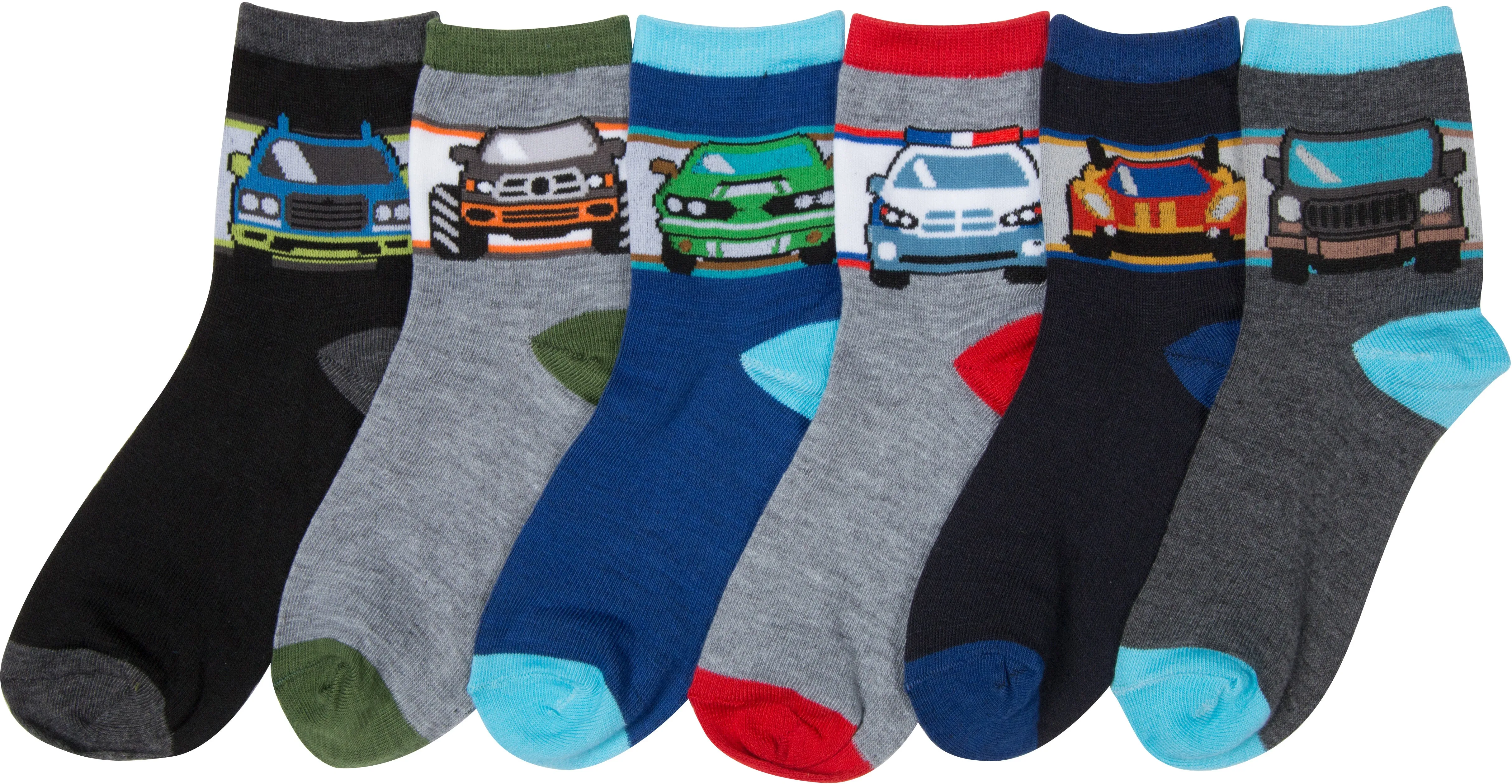 Sakkas Boy's Playful Pattern Assorted Crew Socks 6-Pack