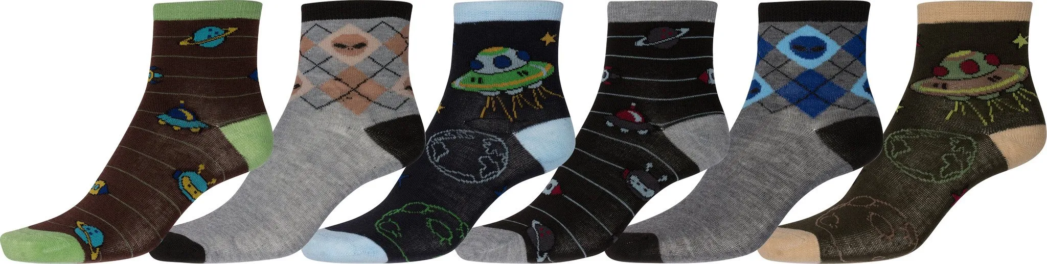 Sakkas Boy's Playful Pattern Assorted Crew Socks 6-Pack