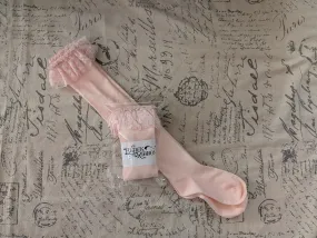 Soft Raschel Lace Top Socks - Pink