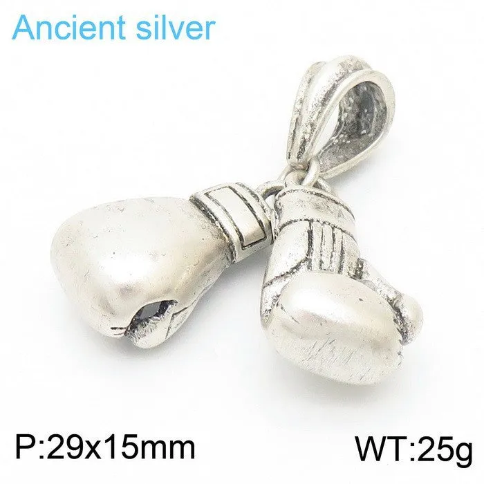 Trendy Men's Titanium Steel Pendant with Boxing Gloves Design - European and American Style Jewelry