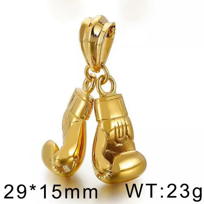 Trendy Men's Titanium Steel Pendant with Boxing Gloves Design - European and American Style Jewelry