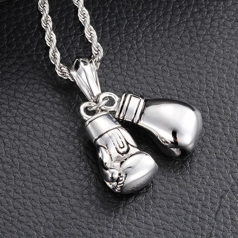 Trendy Men's Titanium Steel Pendant with Boxing Gloves Design - European and American Style Jewelry