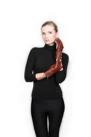 VAREL - Short Leather Gloves with Zipper Detailing