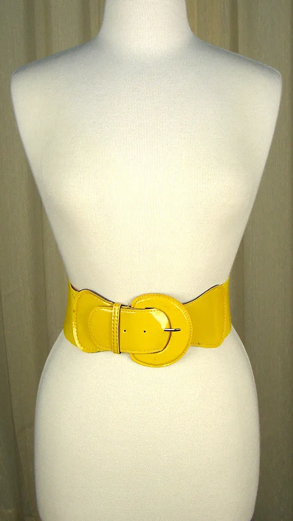 Yellow Patent Cinch Belt