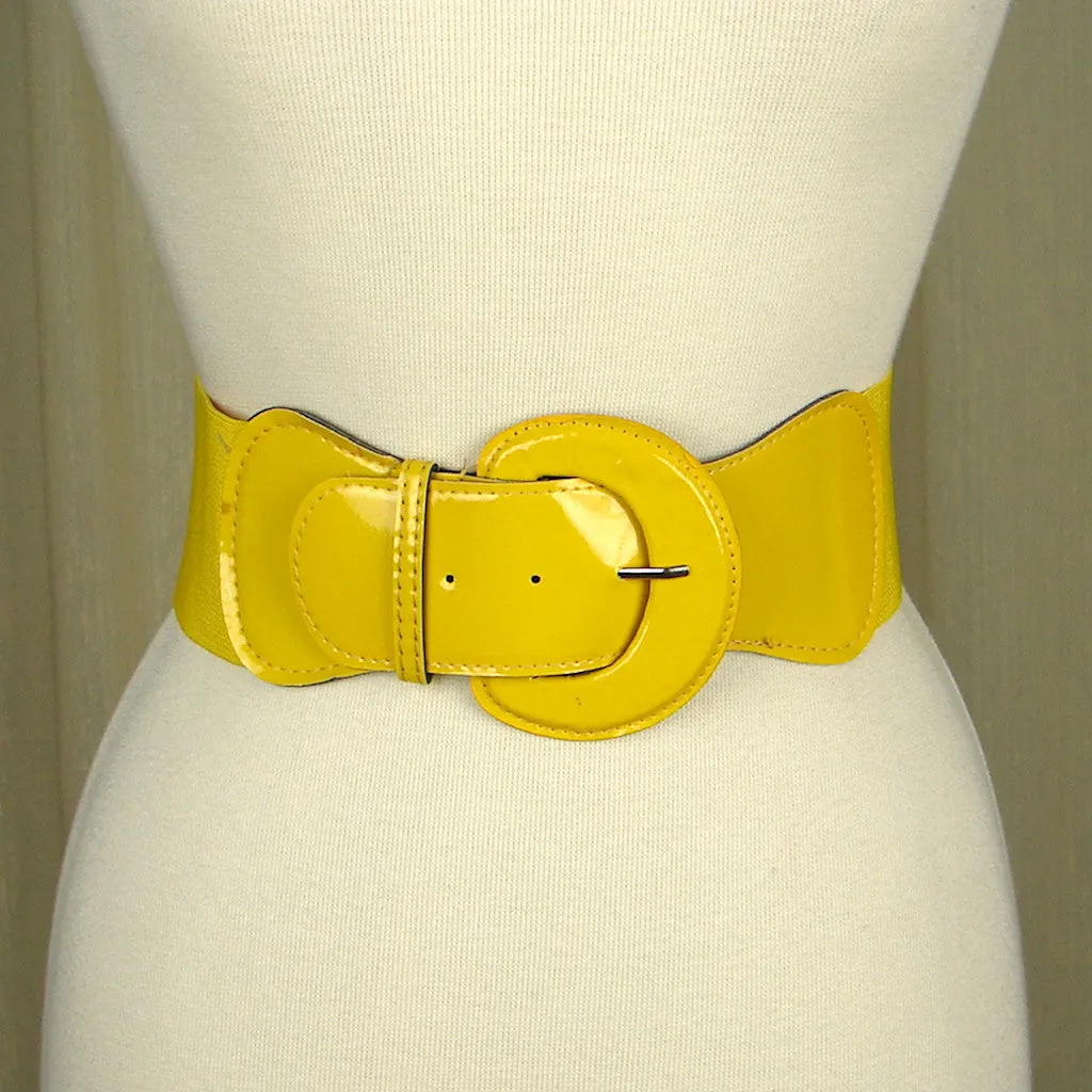 Yellow Patent Cinch Belt